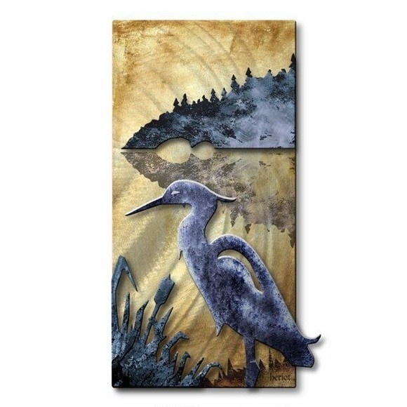 ALL MY WALLS Josh Heriot Blue Herring Metal Wall Art Decor 3D 12x24